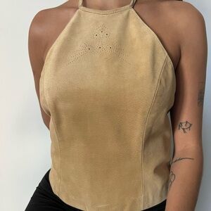 Suede halter neck top